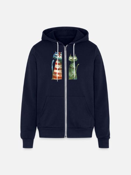 Funny Cat - Unisex Full Zip Hoodie - navy