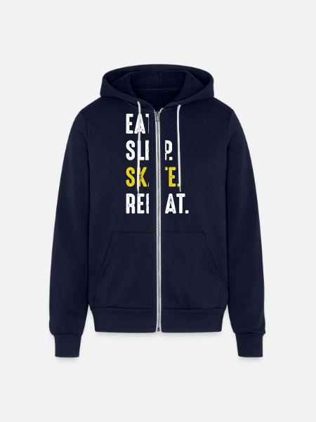 Eat Sleep Skate Repeat - Unisex Full Zip Hoodie - navy