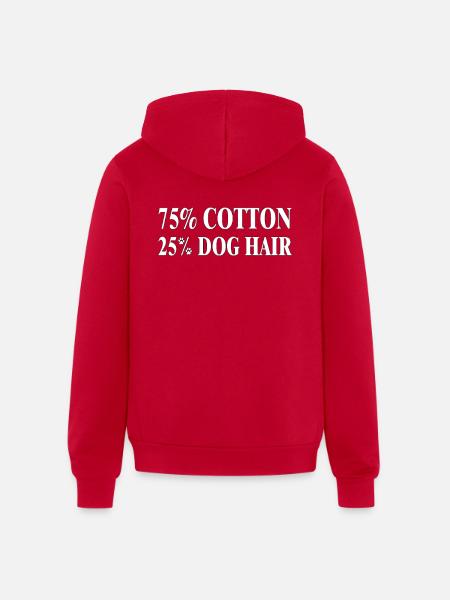 Dog Hair Cotton Blend Tee - Unisex Full Zip Hoodie - red