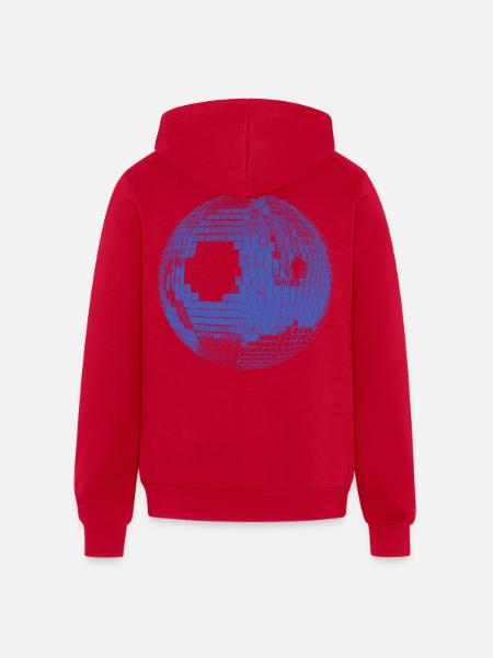 Retro Disco Ball - Unisex Full Zip Hoodie - red
