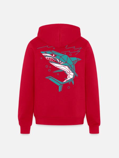 Polygon Shark - Unisex Full Zip Hoodie - red