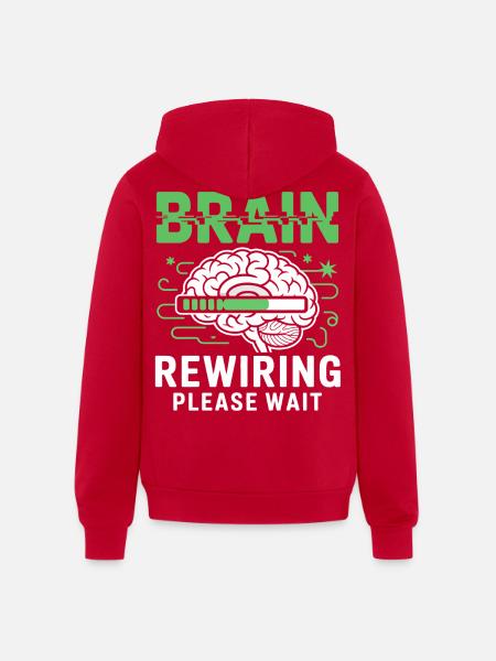 Brain Rewiring Please Wait - Unisex Full Zip Hoodie - red