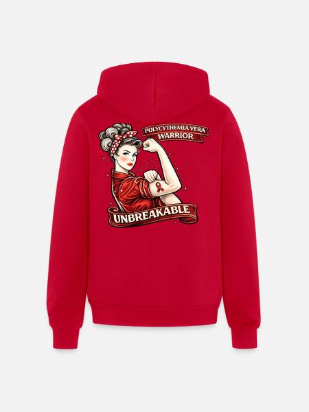 Unbreakable Polycythemia Vera Warrior - Unisex Full Zip Hoodie - red