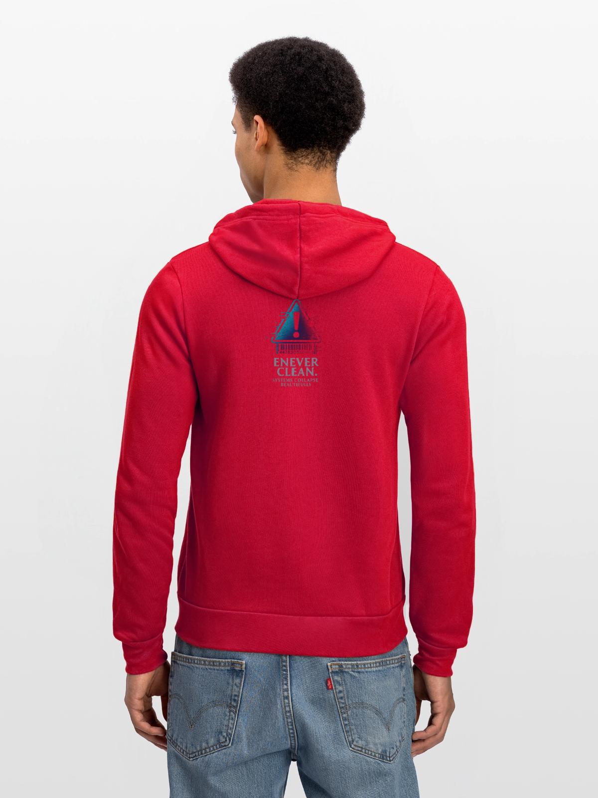 Warning Triangle Gradient - Unisex Full Zip Hoodie - red - Back - Noah (186cm)