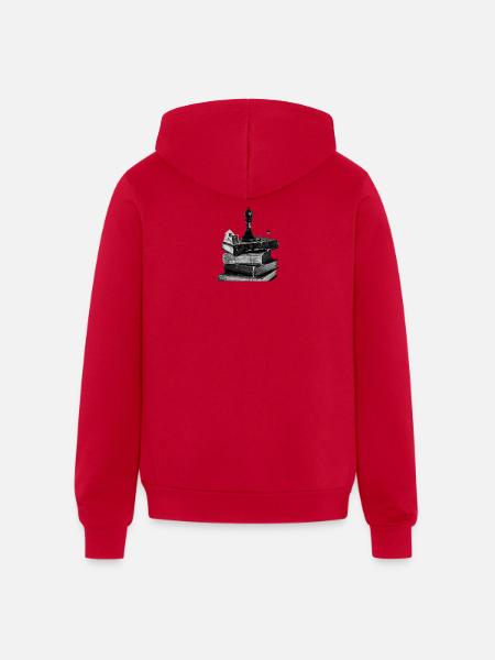 Noir Bookshelf Chess Crown - Unisex Full Zip Hoodie - red
