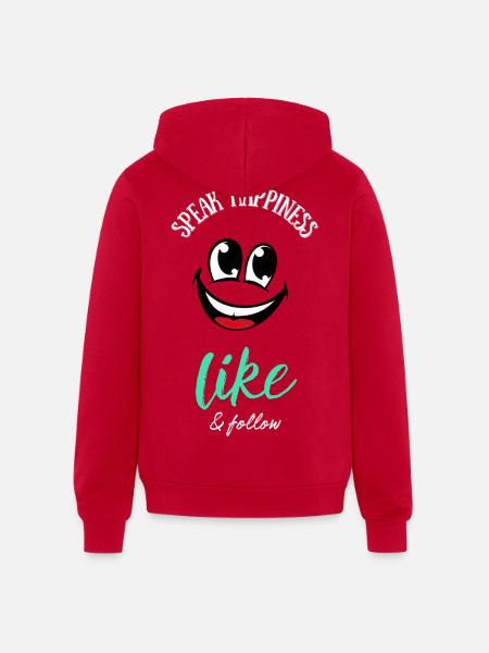 Speak Happiness - Unisex Full Zip Hoodie - red
