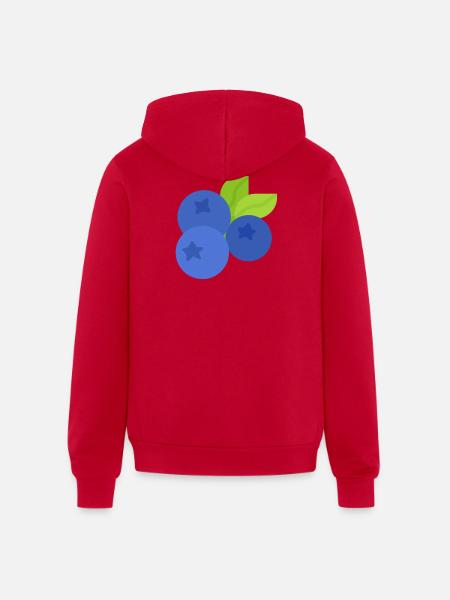 Fresh Blueberry Botanical Illustration - Unisex Full Zip Hoodie - red