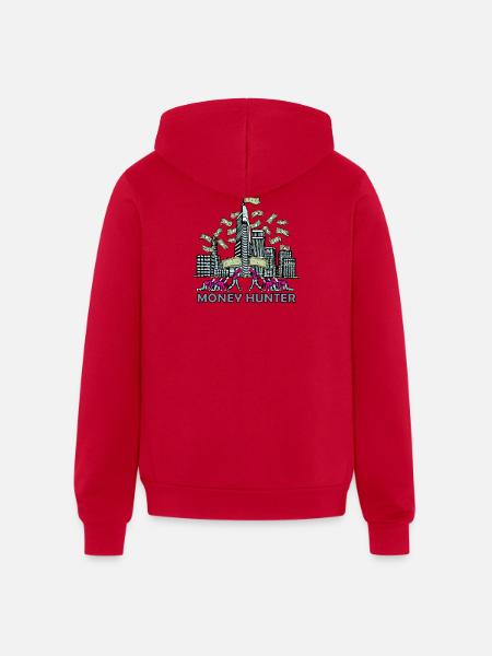 money hunter - Unisex Full Zip Hoodie - red
