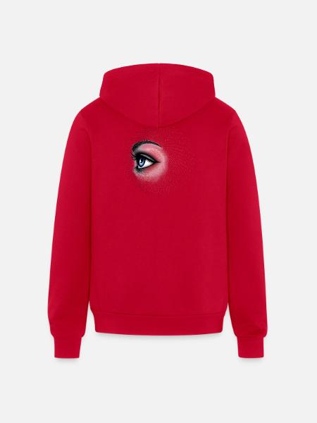 Iridescent Eye Halftone Burst - Unisex Full Zip Hoodie - red