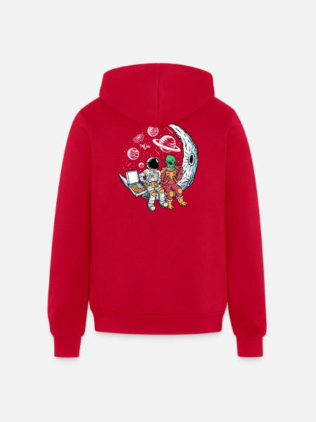 Cosmic Pizza Break - Unisex Full Zip Hoodie - red
