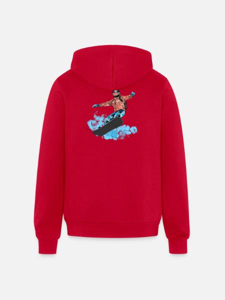 Snowboard Jump Neon Splash - Unisex Full Zip Hoodie - red