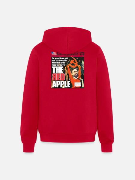 The Red Apple New York Post Zohran Mamdani  - Unisex Full Zip Hoodie - red