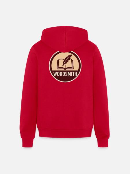 Wordsmith Quill Open Book - Unisex Full Zip Hoodie - red
