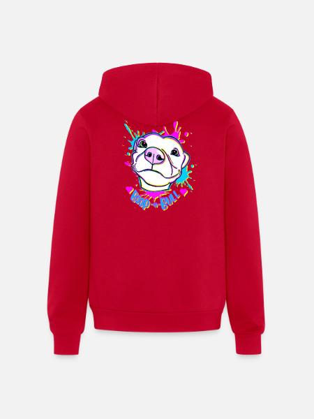 Boop-a-Bull Neon Splash - Unisex Full Zip Hoodie - red