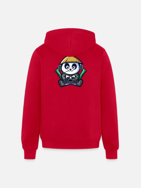 Panda Astronaut Gamer - Unisex Full Zip Hoodie - red