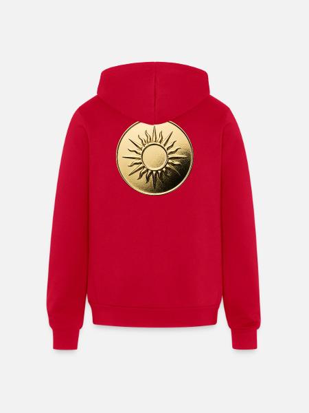 Golden Sunburst Emblem - Unisex Full Zip Hoodie - red