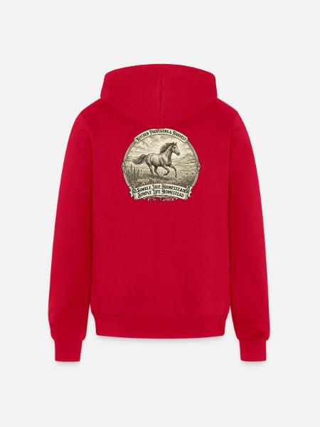 Rustic Horse Homestead Emblem - Unisex Full Zip Hoodie - red