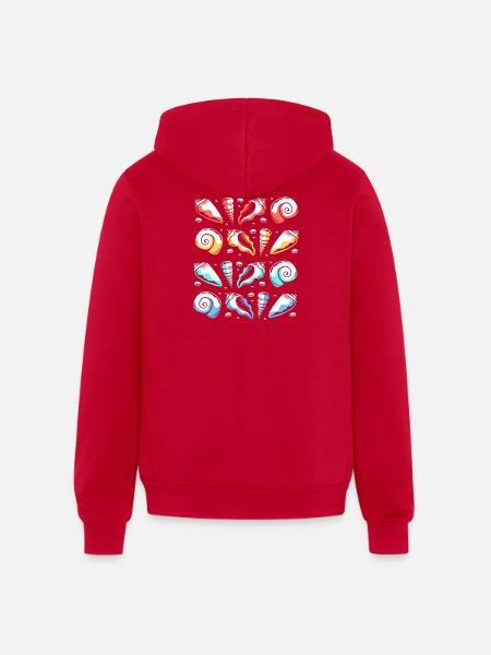 Seashell Clam Shells Collector - Unisex Full Zip Hoodie - red