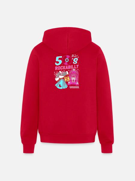 Sock Hop Party Rockabilly - Unisex Full Zip Hoodie - red