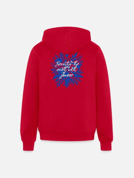 Beautify_the_earth_with_flowers - Unisex Full Zip Hoodie - red