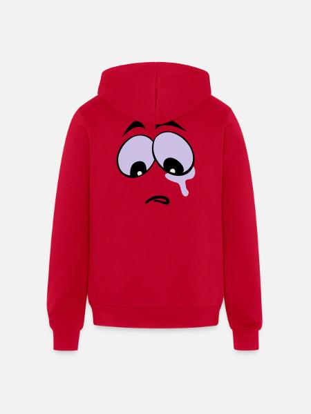 Sad Face - Unisex Full Zip Hoodie - red