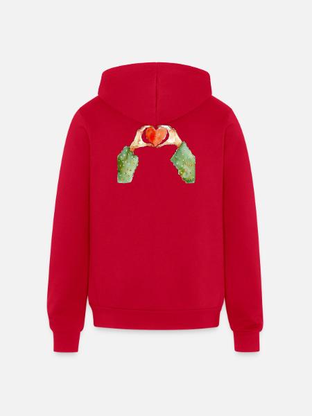 Hands Heart - Unisex Full Zip Hoodie - red