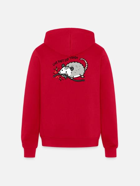 Eat Trash Funny Opossum - Unisex Full Zip Hoodie - red