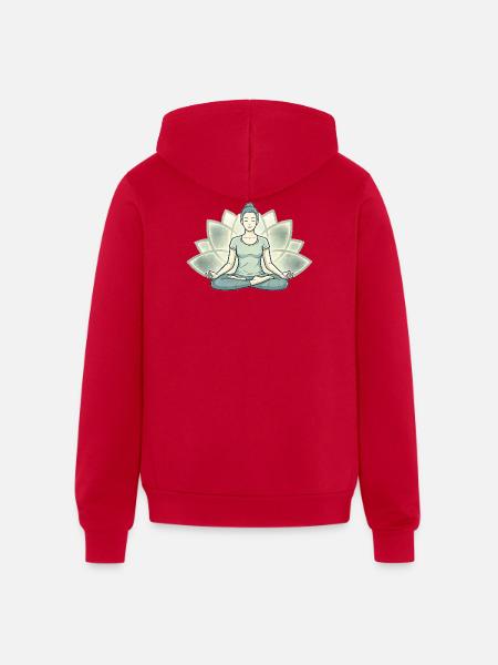 Lotus Calm Meditation Silhouette - Unisex Full Zip Hoodie - red