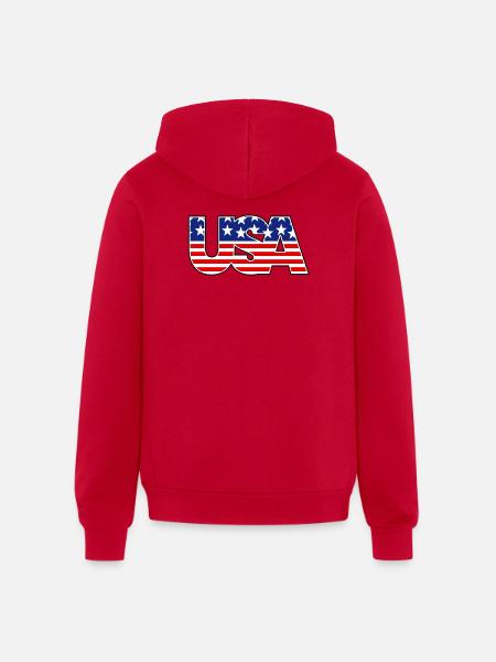 American Flag USA Logo - Unisex Full Zip Hoodie - red