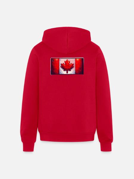 Pixel Maple Flag - Unisex Full Zip Hoodie - red