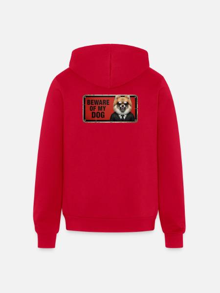 Beware of my dog - Unisex Full Zip Hoodie - red