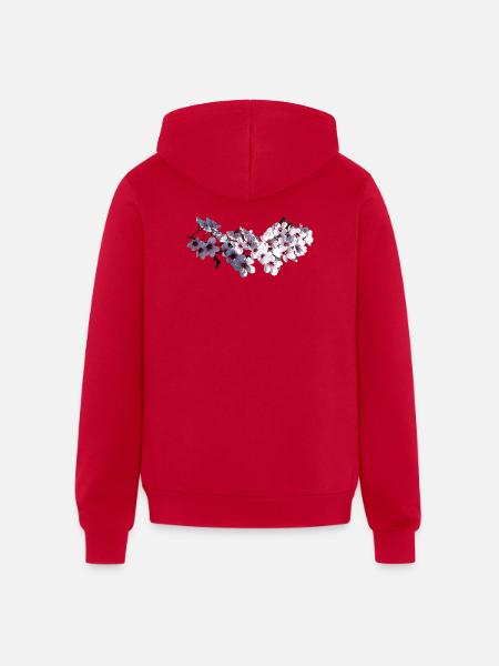 Sprig of Cherry Blossoms - Unisex Full Zip Hoodie - red