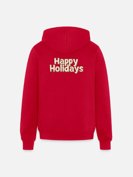 Happy Holidays Rustic Lettering - Unisex Full Zip Hoodie - red