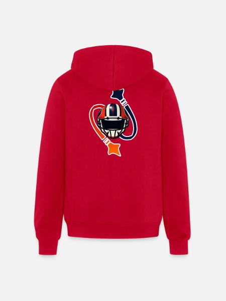 Patriotic Helmet Emblem - Unisex Full Zip Hoodie - red
