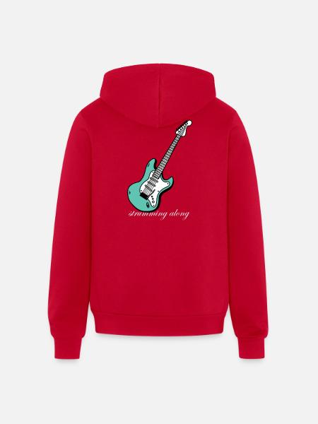 Strumming_Along - Unisex Full Zip Hoodie - red