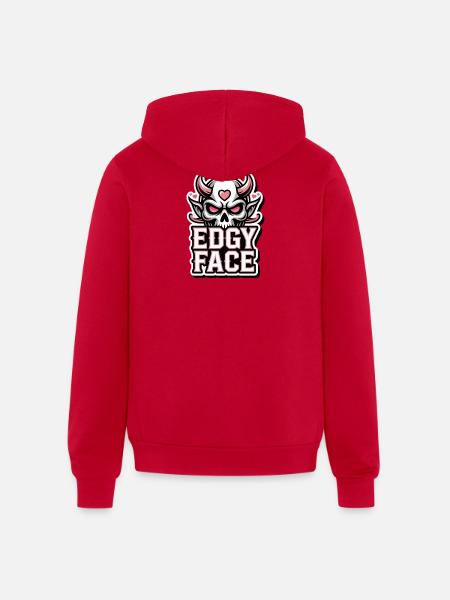 Edgy Face Skull - Unisex Full Zip Hoodie - red