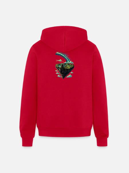 Floating Island Wave Arc - Unisex Full Zip Hoodie - red