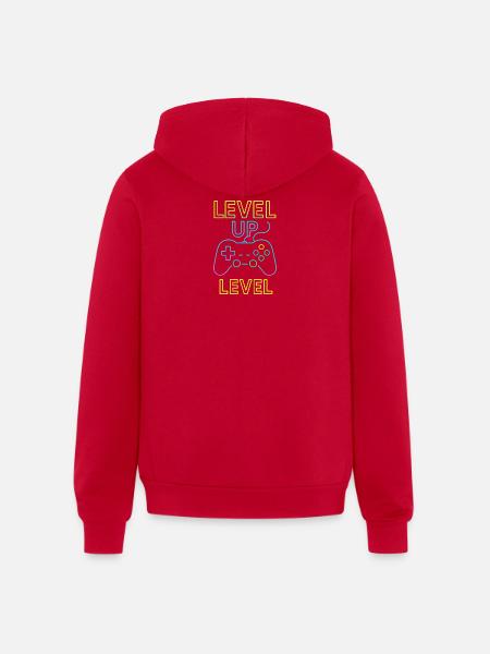 Neon Level Up Controller - Unisex Full Zip Hoodie - red