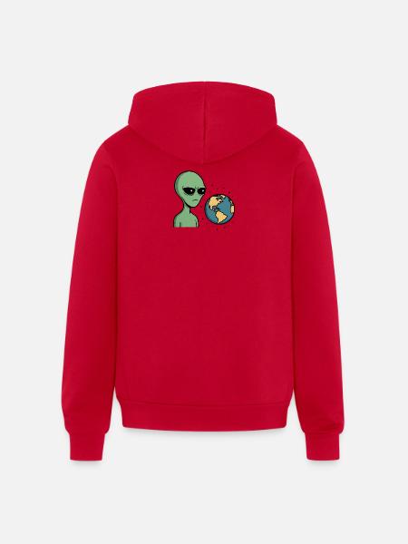 Judgy Alien - Unisex Full Zip Hoodie - red