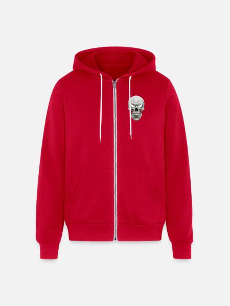 Cracked Skull Chrome Gaze - Unisex Full Zip Hoodie - red