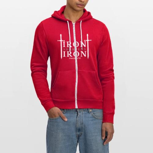 Iron Sharpens Iron - Proverbs 27:17 (White & Grey) - Unisex Full Zip Hoodie