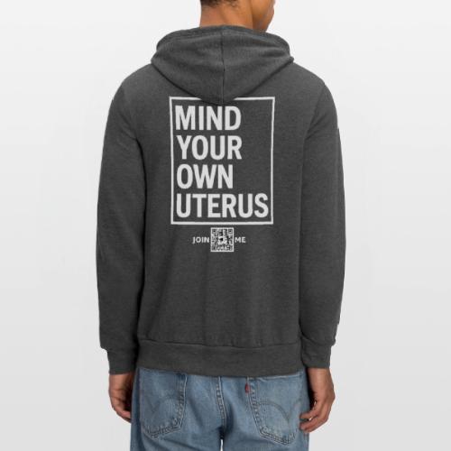 Uterus (white, back-facing) - Unisex Full Zip Hoodie