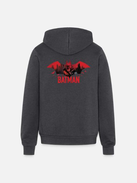 Batman With Bats And Red Batman Logo - Unisex Full Zip Hoodie - charcoal grey