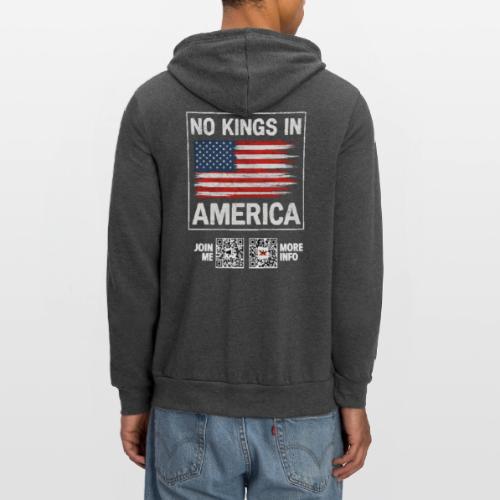 No Kings In America (white, back) - Unisex Full Zip Hoodie