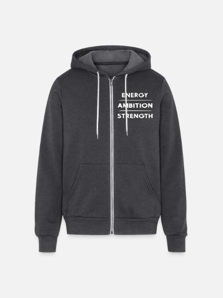 strength ambition energy ambitious - Unisex Full Zip Hoodie - charcoal grey