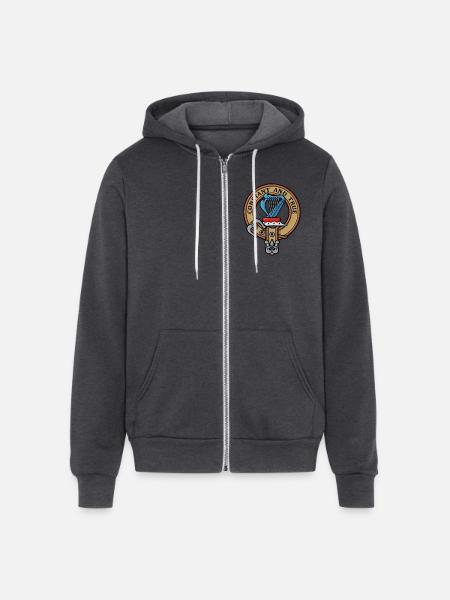 Clan Rose Crest - Unisex Full Zip Hoodie - charcoal grey