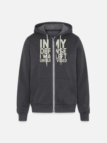 I Was Left Unsupervised - Unisex Full Zip Hoodie - charcoal grey
