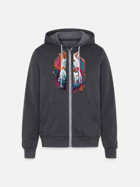 astronaut cat - Unisex Full Zip Hoodie - charcoal grey