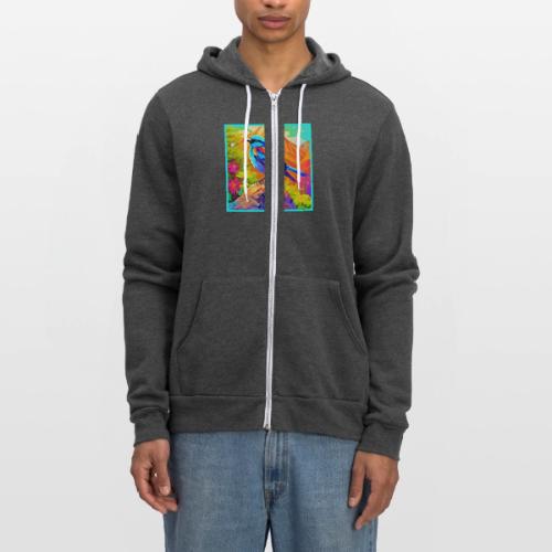 Sunny Summit: Colorful Avian Artwork - Unisex Full Zip Hoodie