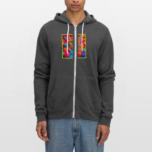 Colorful Yarn Cat Artwork - Unisex Full Zip Hoodie
